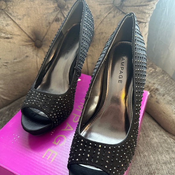 Rampage Black Studded Heels - Picture 2 of 10